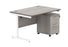 Single Upright Rectangular Desk + 2 Drawer Mobile Under Desk Pedestal | 1200X800 | Alaskan Grey Oak/White