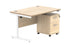 Single Upright Rectangular Desk + 2 Drawer Mobile Under Desk Pedestal | 1200X800 | Canadian Oak/White