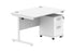 Single Upright Rectangular Desk + 2 Drawer Mobile Under Desk Pedestal | 1200X800 | Arctic White/White