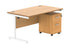 Single Upright Rectangular Desk + 2 Drawer Mobile Under Desk Pedestal | 1400X800 | Norwegian Beech/White