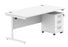 Single Upright Rectangular Desk + 3 Drawer Mobile Under Desk Pedestal | 1600X800 | Arctic White/White