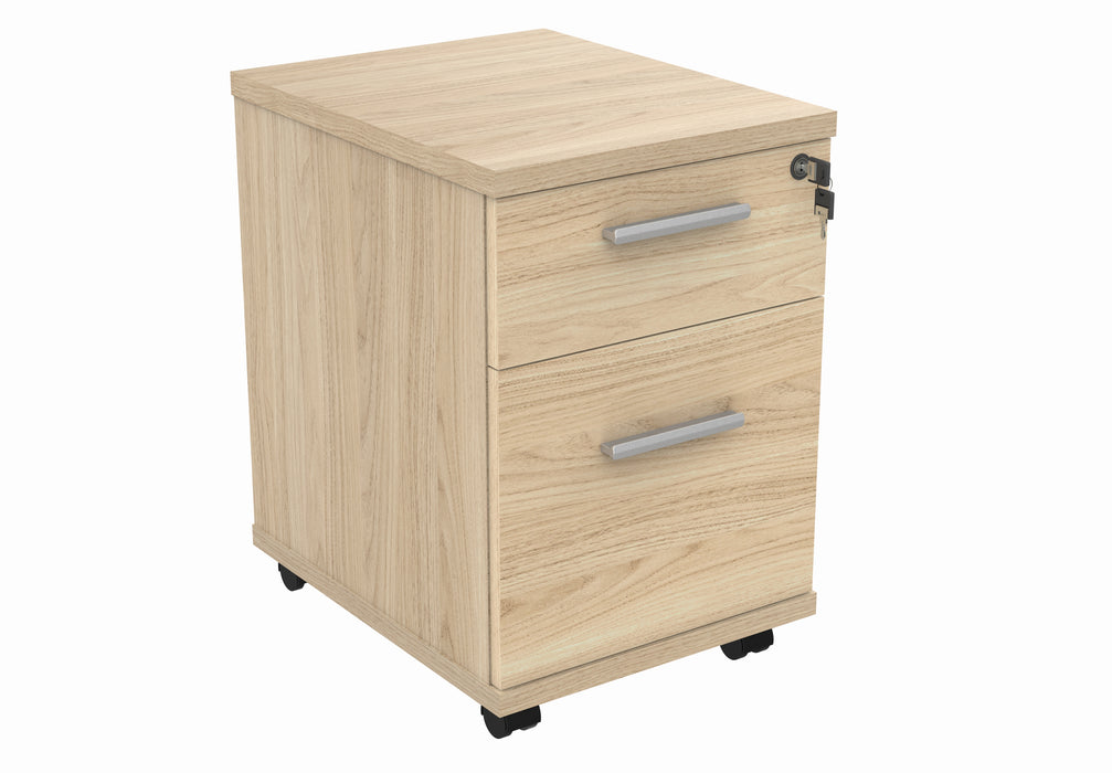 Mobile Under Desk Office Storage Unit | 2 Drawers | Oak