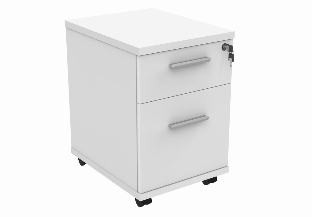 Mobile Under Desk Office Storage Unit | 2 Drawers | White