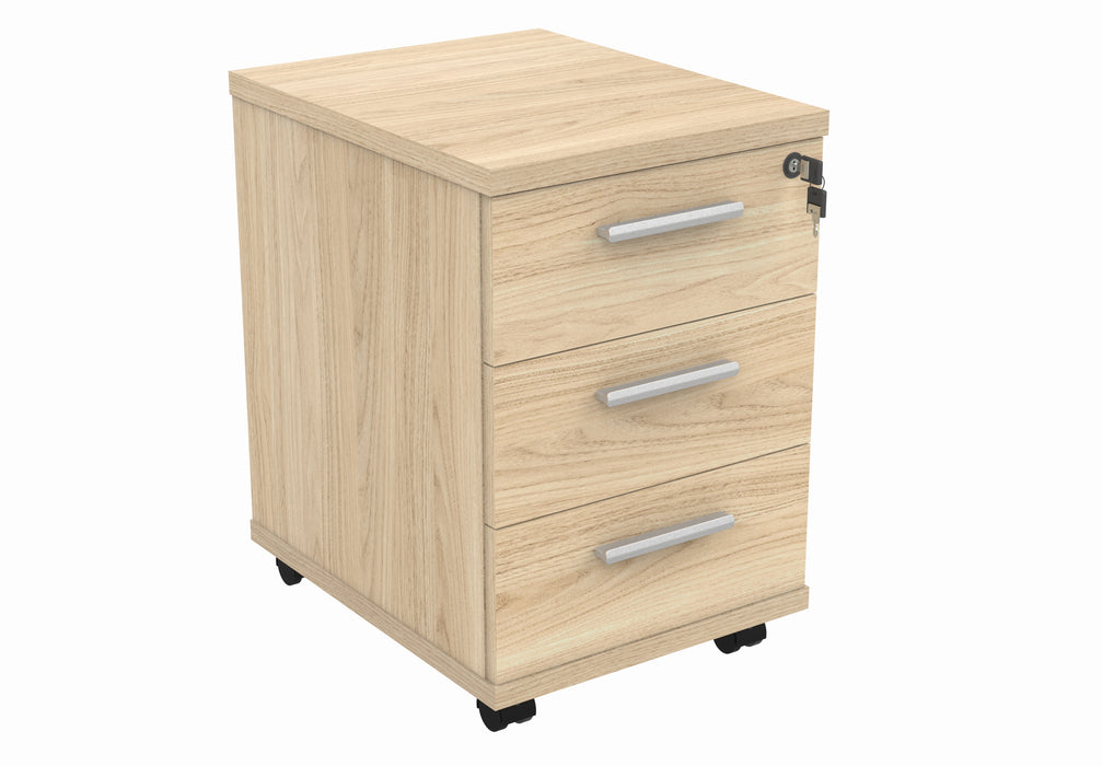 Mobile Under Desk Office Storage Unit | 3 Drawers | Oak