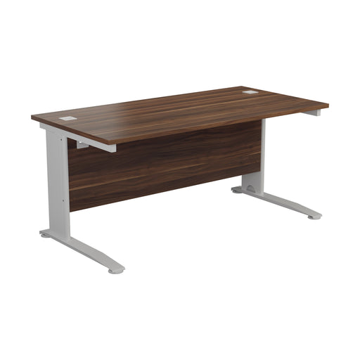 One Cable Cantilever Office Desk - 800mm Deep Walnut/White