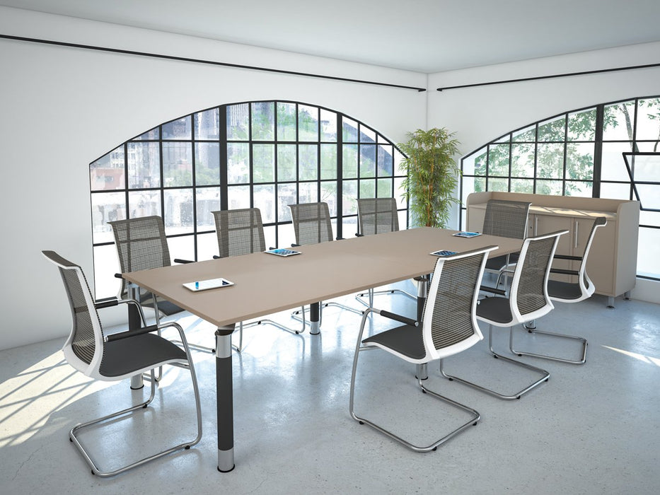 Kingston D End Boardroom Tables With Metal Legs and Glass Upstand