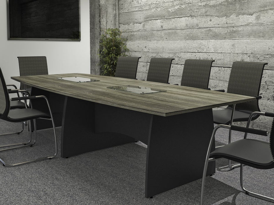 Kingston Panel Leg Rectangular Boardroom Table With Glass Upstand