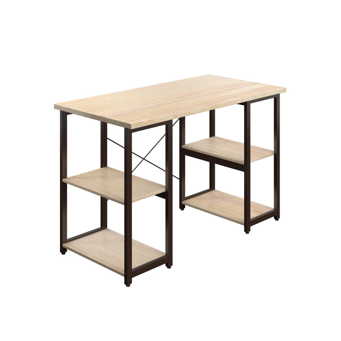SOHO Home Working Desk with Square Shelves - Oak / Dark Brown